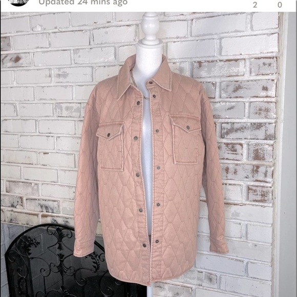 Joie {Anthro} NWT quilted snap closure collared jacket in dusty rose/tan XS - Picture 3 of 16